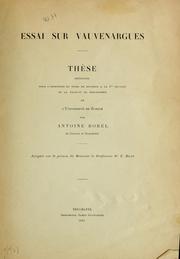 Cover of: Essai sur Vauvenargues ... by Borel, Antoine