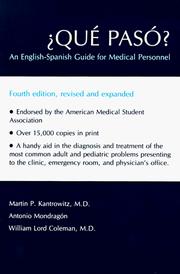 Cover of: ¿Que Paso?: An English-Spanish Guide for Medical Personnel