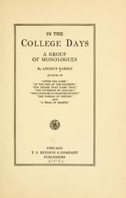 Cover of: In the college days: a group of monologues