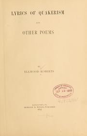 Cover of: Lyrics of Quakerism and other poems