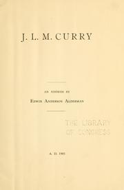 Cover of: J. L. M. Curry.