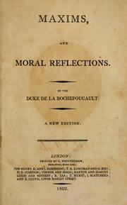 Cover of: Maxims, and moral reflections. by François duc de La Rochefoucauld