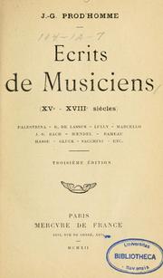 Cover of: Écrits de musiciens (XVe-XVIIIe seècles)