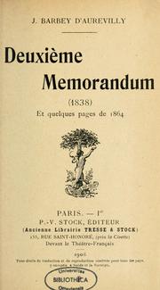 Cover of: Deuxième memorandum (1838) et quelques pages de 1864.