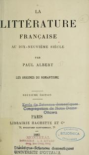 Cover of: La littérature française au dix-huitième siècle by Albert, Paul