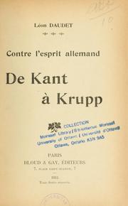 Cover of: Contre l'esprit allemand de Kant à Krupp by 