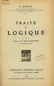 Cover of: Traité de logique