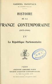 Cover of: Histoire de la France contemporaine (1871-1900)