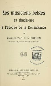 Cover of: Les musiciens belges en Angleterre à l'époque de la renaissance
