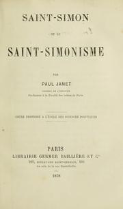 Cover of: Saint-Simon et le saint-simonisme by Janet, Paul