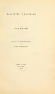 Cover of: Lafayette in Brooklyn by Walt Whitman