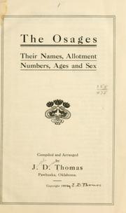 Cover of: The Osages by Thomas, J. D.