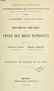 Cover of: Département d'Ille-et-Vilaine.: Documents relatifs à la vente des biens nationaux.