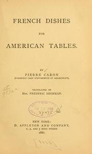 Cover of: French dishes for American tables