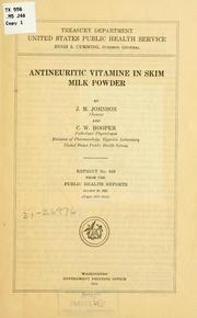 Cover of: Antineuritic vitamine in skim milk powder