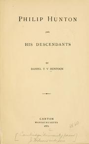 Cover of: Philip Hunton and his descendants.