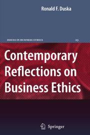 Cover of: Contemporary Reflections on Business Ethics