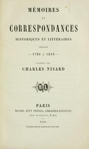 Cover of: Mémoires et correspondances: historiques et littéraires inédits--1726 à 1816--