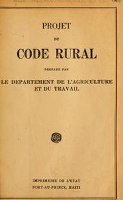 Cover of: Projet de Code rural