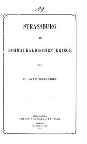 Cover of: Strassburg im schmalkaldischen Krieg.