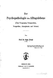 Cover of: Zur Psychopathologie des Alltagslebens by Sigmund Freud