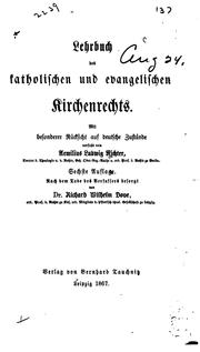 Cover of: Lehrbuch des Katholischen und evangelischen Kirchenrechts: Mit besonderer Rücksicht auf deutsche Zustände.