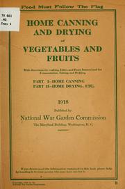 Cover of: Home canning and drying of vegetables and fruits ... by 
