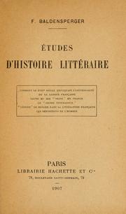 Cover of: Études d'histoire littérature. by Baldensperger, Fernand