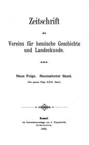 Cover of: Zeitschrift des Vereins für hessische Geschichte und Landeskunde by Verein für Hessische Geschichte und Landeskunde 