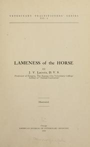 Cover of: Lameness of the horse