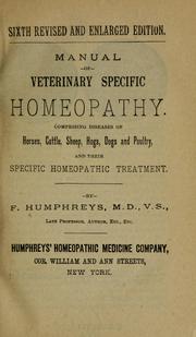 Cover of: Manual of veterinary specific homeopathy. by F. Humphreys
