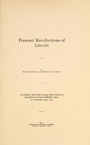 Cover of: Personal recollections of Lincoln: an address before the Young Men's Christian Association of Council Bluffs, Iowa, on February 12th, 1911