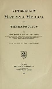 Cover of: Veterinary materia medica and therapeutics by Kenelm Winslow, Kenelm Winslow