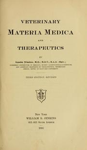 Cover of: Veterinary materia medica and therapeutics