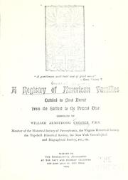 Cover of: A registry of American families entitled to coat armor from the earliest to the present time