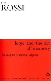 Cover of: Logic And the Art of Memory by Paolo Rossi, Paolo Rossi