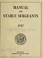 Cover of: Manual for stable sergeants