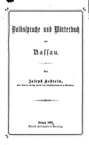 Cover of: Volkssprache und Wörterbuch von Nassau