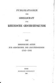 Cover of: Rheinische Akten zur Geschichte des Jesuitenordens by 