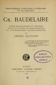Cover of: Ch. Baudelaire: ètude biographique et critique, suivie d'un Essai de bibliographie et d'iconographie baudelairiennes