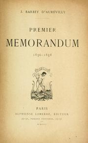 Cover of: Premier memorandum: (1836-1838)