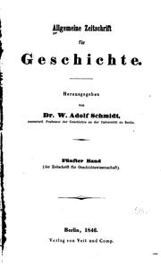 Cover of: Allgemeine Zeitschrift für Geschichte by dr. adolf schmidt