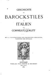 Cover of: Geschichte des Barockstiles in Italien by Cornelius Gurlitt