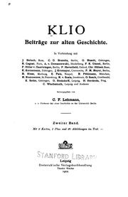 Cover of: Die neue Livius-Epitome aus Oxyrhynchus by Text und Untersuchungen von Ernst Kornemann.