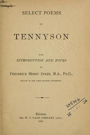 Cover of: Select poems. by Alfred Lord Tennyson