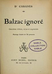 Cover of: Balzac ignoré