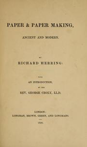 Cover of: Paper & paper making by Herring, Richard