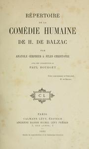 Cover of: Répertoire de la Comédie humaine de H. de Balzac