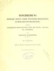 Cover of: Beschreibung einiger neuen oder weniger bekannten Schmarotzerkrebse by Hermann Burmeister