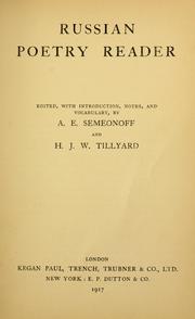 Cover of: Russian poetry reader by edited, with introduction, notes, and vocabulary, by A.E. Semeonoff and H.J.W. Tillyard.